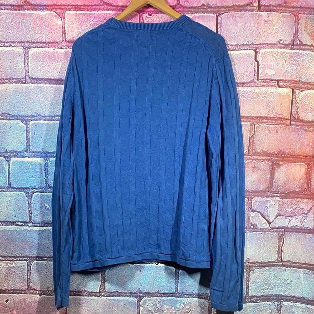 Michael Kors Textured Knit Sweater Blue Mens L Crewneck - Picture 5 of 8